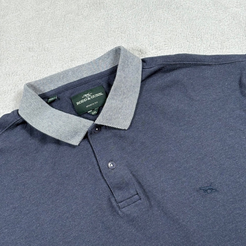 Rodd & Gunn Mens 3XL Sports Fit Polo Shirt Blue Gray Cotton Pique Short Sleeve